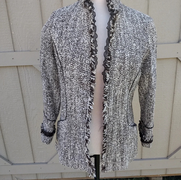Lafayette 148 New York Brown White Tweed Boucle Jacket Blazer Sz 6 Career - Picture 2 of 10